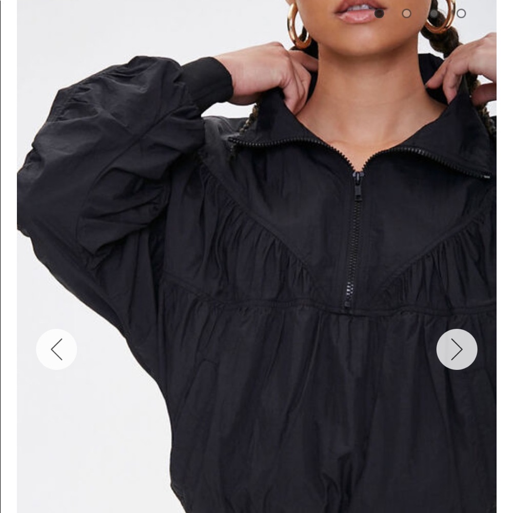 Forever21 Contrast-Trim Shirred Anorak